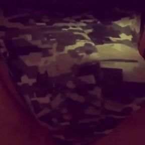 playing with my bulge in a camo thong