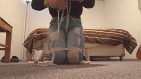 Very self strict hogtied crossdresser