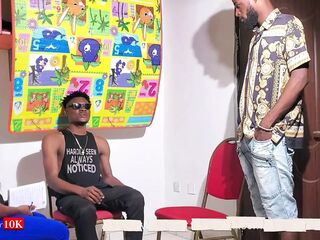 The pregnant HR manager gets fucked by 2 big dick thugs