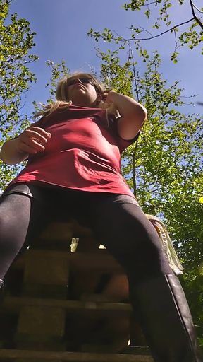 Memorable moment from &quot;Naughty Danish Tranny playing dick in nature with DD breast and boots&quot;