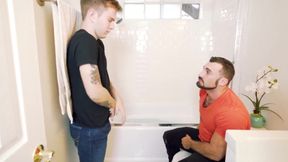 Hairy hunk owning young burglars ass with his mighty cock