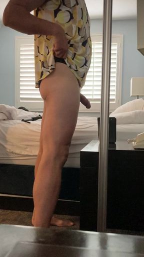 Sexy Crossdresser teasing with big cock &amp; Cute round butt wishing she had company