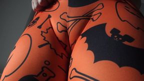 Latina Giantess stepsister camel toe pussy doing halloween in leggings then puts tiny stepbrother in her pussy and masturbates with him then puts tiny stepbrother in between her big tits