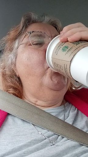 Talking and enjoying My treat from starbucks gift card I was given