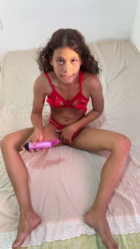 18 year old tight pussy getting fucked by dildo   Clip 2