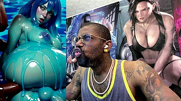 Ebony Transgender Anal Fucks A Big Breast Trans Slime Girl, AI generated