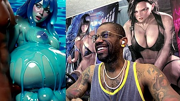 Ebony Transgender Anal Fucks A Big Breast Trans Slime Girl, AI generated