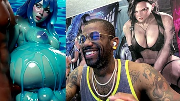 Ebony Transgender Anal Fucks A Big Breast Trans Slime Girl, AI generated