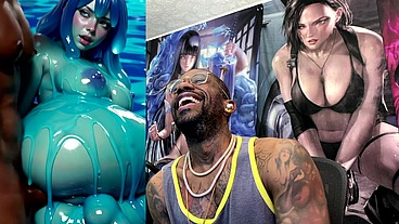 Ebony Transgender Anal Fucks A Big Breast Trans Slime Girl, AI generated