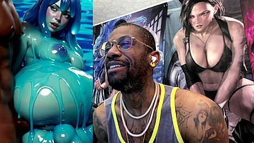 Ebony Transgender Anal Fucks A Big Breast Trans Slime Girl, AI generated
