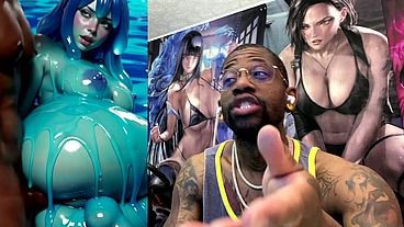 Ebony Transgender Anal Fucks A Big Breast Trans Slime Girl, AI generated