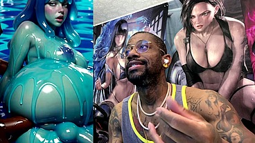 Ebony Transgender Anal Fucks A Big Breast Trans Slime Girl, AI generated
