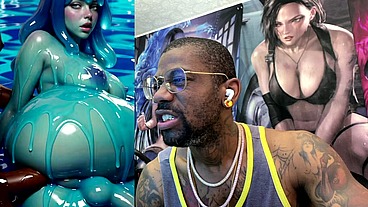 Ebony Transgender Anal Fucks A Big Breast Trans Slime Girl, AI generated