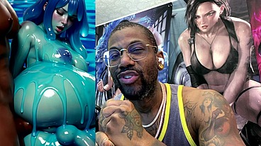 Ebony Transgender Anal Fucks A Big Breast Trans Slime Girl, AI generated