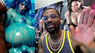 Ebony Transgender Anal Fucks A Big Breast Trans Slime Girl, AI generated