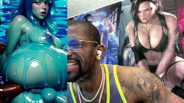 Ebony Transgender Anal Fucks A Big Breast Trans Slime Girl, AI generated