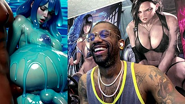 Ebony Transgender Anal Fucks A Big Breast Trans Slime Girl, AI generated