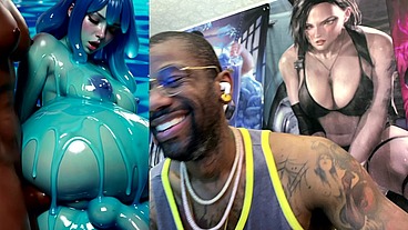 Ebony Transgender Anal Fucks A Big Breast Trans Slime Girl, AI generated