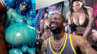 Ebony Transgender Anal Fucks A Big Breast Trans Slime Girl, AI generated