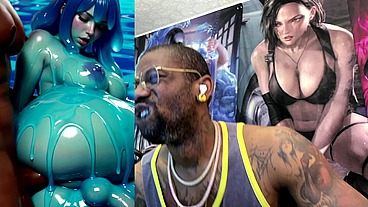 Ebony Transgender Anal Fucks A Big Breast Trans Slime Girl, AI generated