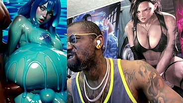 Ebony Transgender Anal Fucks A Big Breast Trans Slime Girl, AI generated
