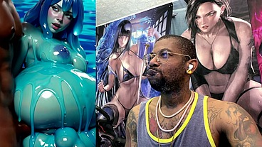 Ebony Transgender Anal Fucks A Big Breast Trans Slime Girl, AI generated