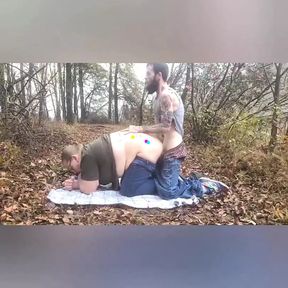 Nerdy bbw getting fucked doggystyle deep in nature