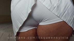 Farts in Tiny White Skirt
