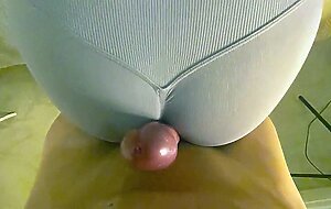 CFNM Assjob off Blonde British MILF in Tight Yoga Pants - Cum on Ass