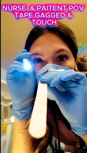 POV Nurse Luna sees your are super nervous so she gags you with duct tape and performs your physical exam and gets a little too touchy!