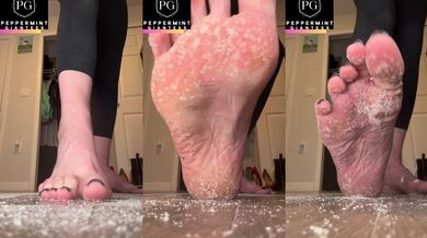 6'7" / 200 cm Tall Amazon Giantess Goddess with Size 16 Giant Feet Crushes Salt as if each Speck were a Tiny Man beneath her Long Toes