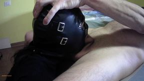 laura on heels amateur 2021 blowjob, deepthroat on her knees on black mask pov