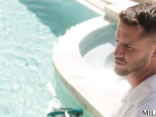 MILFY Lewd Trophy Wife Piper Cram Kicks Out Hubby For Pool Male's Biggest Dick