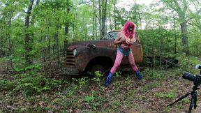 Jon Scarecrow giant fake tits crossdresser BTS photoshoot