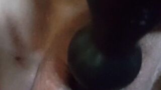 nippleringlover turned on cougar masturbating with anal toy pierced snatch lips