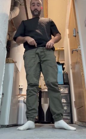 Couldn't Help Myself but Play with My Cock in the Garage