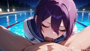 the same continued when reze sucked denji by the pool [ai]