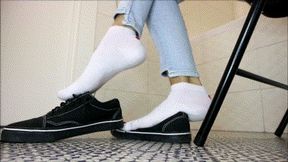 Shoeplay in white socks with red ,black sneakers WMV