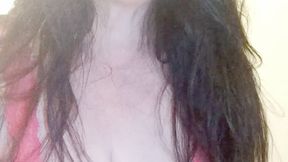 Final prep for taping, hair brushing, applying red lipstick, black latex gloves