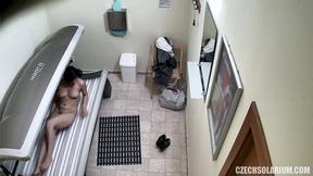 Brunette Hot Hottie Relaxing in Solarium