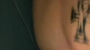 Dirty guy Justin oozed cum after wanking his long hard shaft in the bathroom