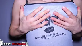 Petite Asian with big natural tits gets accidental creampie