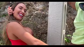 bbc fucks me on the street while my cuckold husband records us.