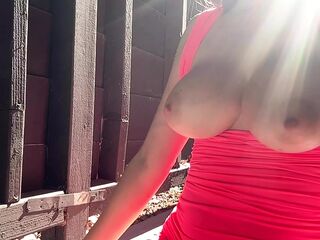 Italian Big Tits Milf Artemisia Love Hot Solo Boobs Bouncing Session Outdoor