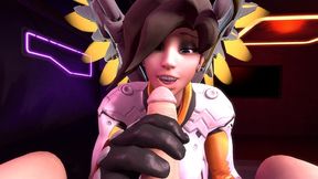 mercy sucks dick on her knees in pov - overwatch parody