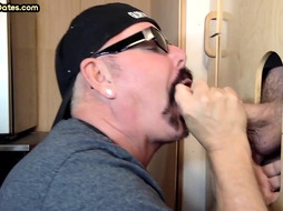 Gloryhole amateur DILF facial jizzed after BJ and HJ action