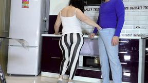 Stepson met stepmom in the kitchen and fucked her big ass