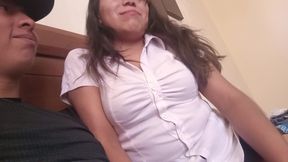 Secretary feels guilty for being unfaithful to her boyfriend, she thinks about it a lot but keeps fucking me