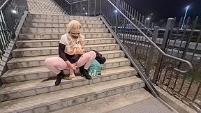 Sissy Riding A Dildo At The Train Station (re-uploaded)