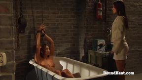 ”Lesbian Slave In Bondage Orgasms From Snatch Fingering & Face Sitting With”